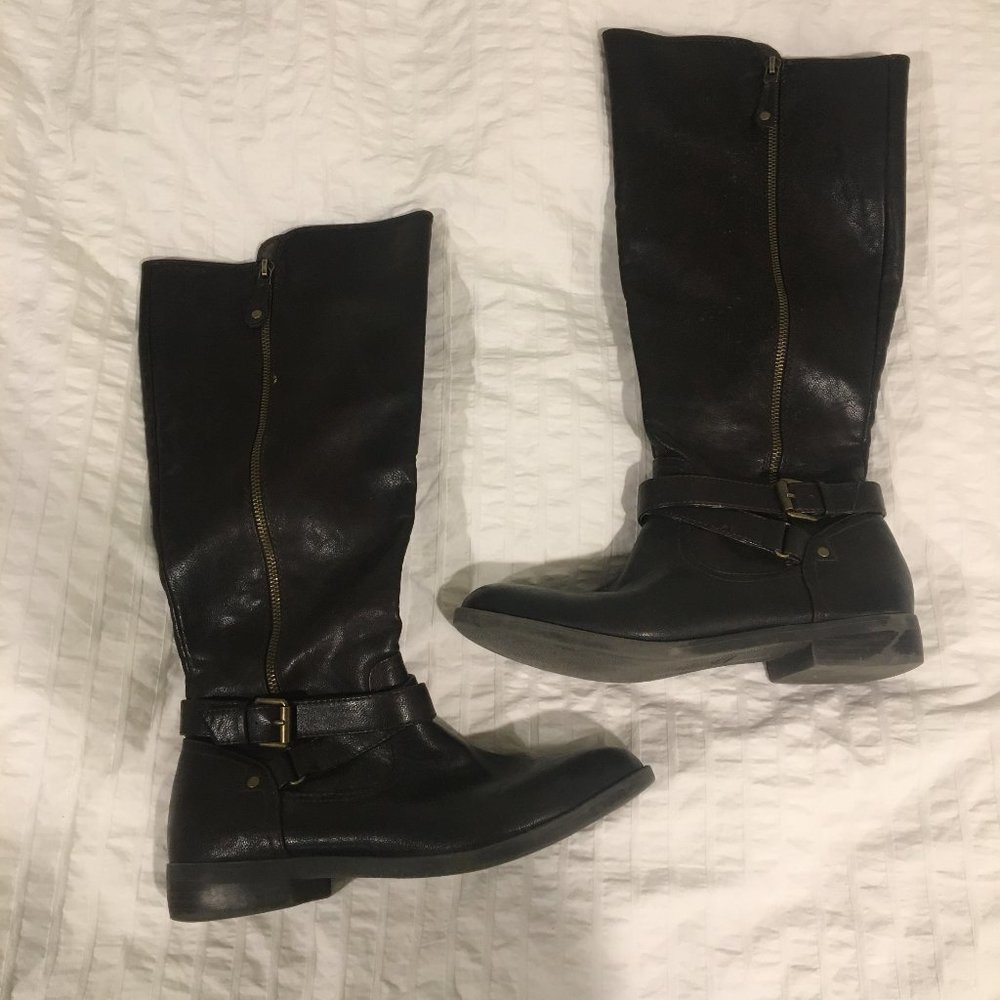 *DISCOUNT* REPORT Brown Leather Knee-High Boots